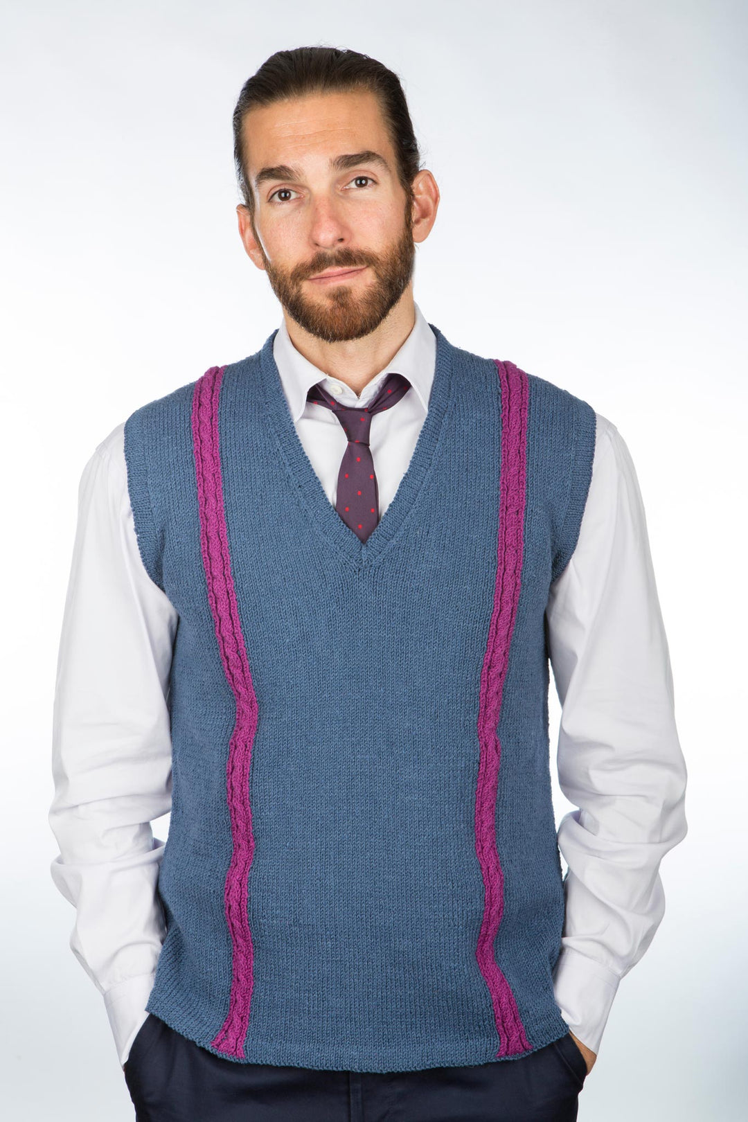 Angelo Duo Cable Vest Designer Knitting Pattern