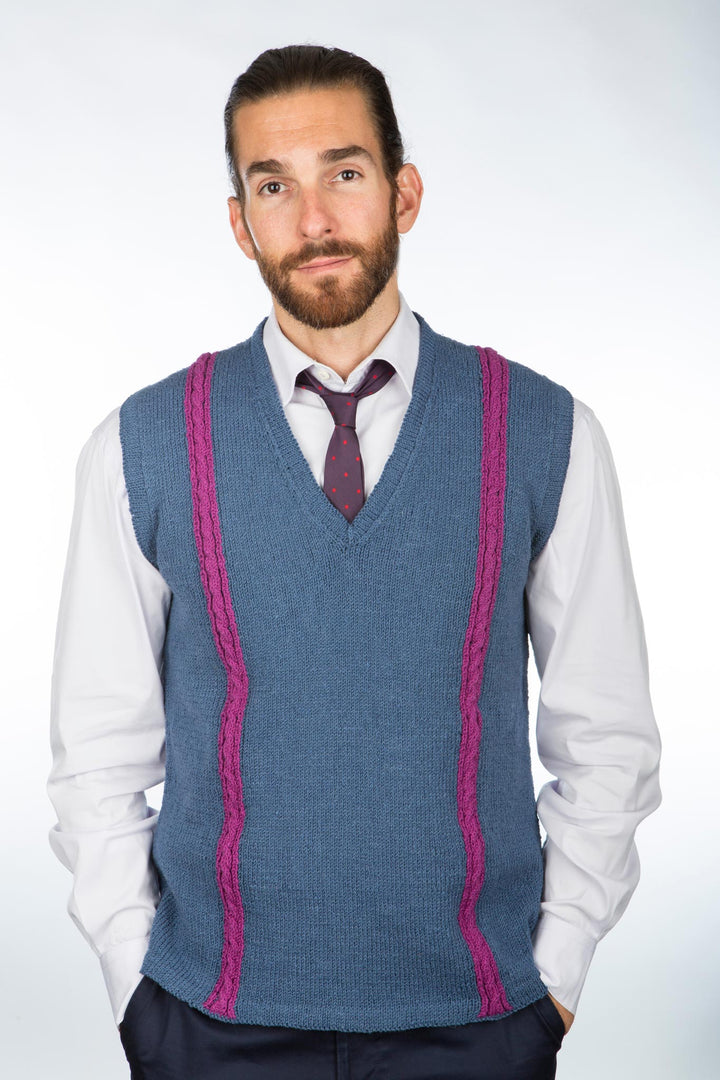 Angelo Duo Cable Vest Designer Knitting Pattern