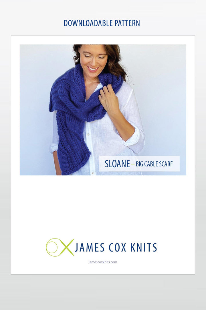 Sloane Big Cable Scarf Designer Knitting Pattern