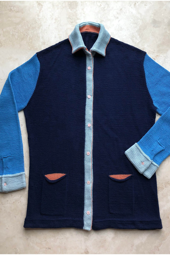 Cameron Color Block Cardigan Designer Knitting Pattern