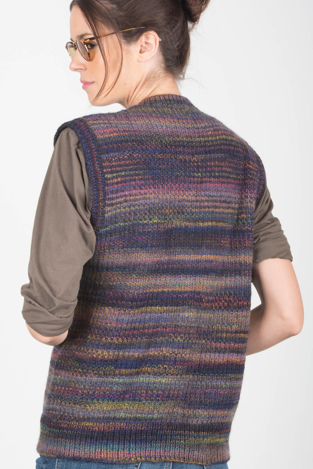Riley Variegated Stripes Vest Designer Knitting Pattern