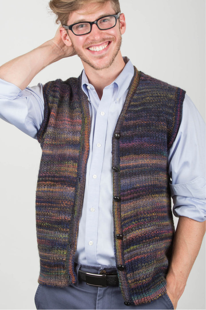 Riley Variegated Stripes Vest Designer Knitting Pattern