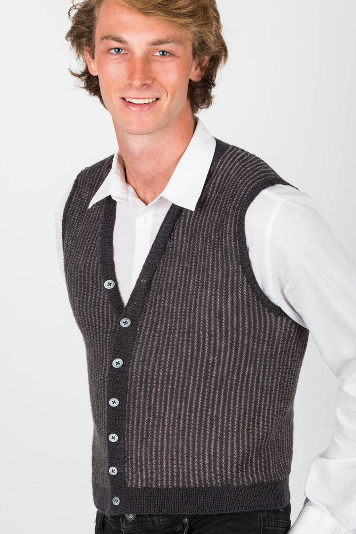 Winston Pinstripe Vest Designer Knitting Pattern