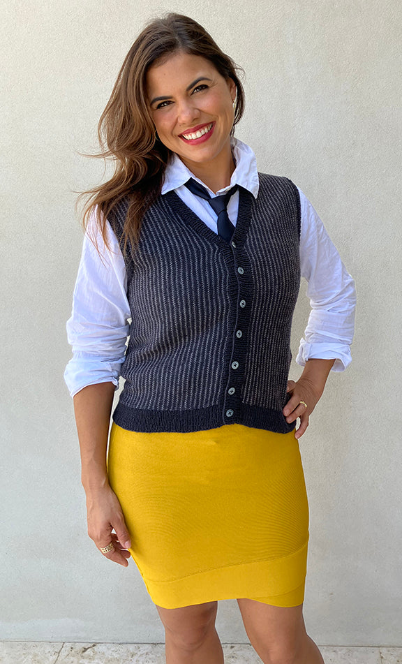 Winston Pinstripe Vest Designer Knitting Pattern