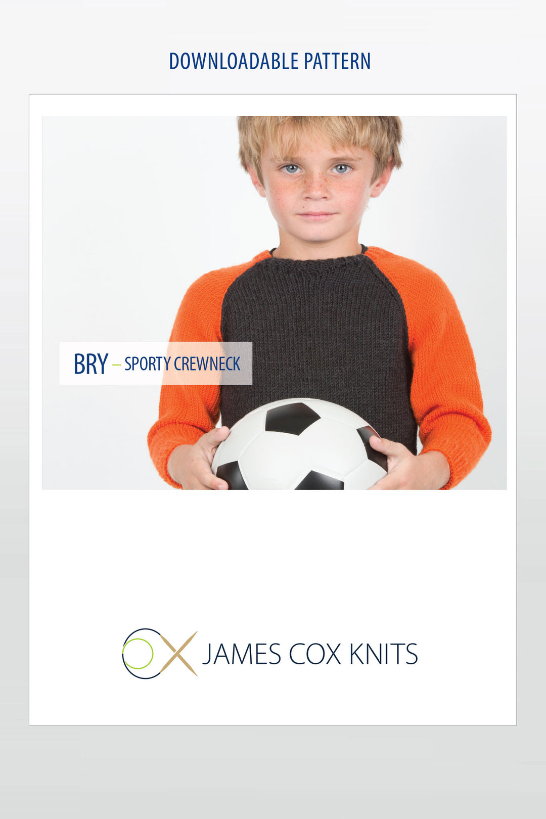 Bry Sporty Crewneck Sweater (Boys) Designer Knitting Kit | Premium Yarn + Pattern
