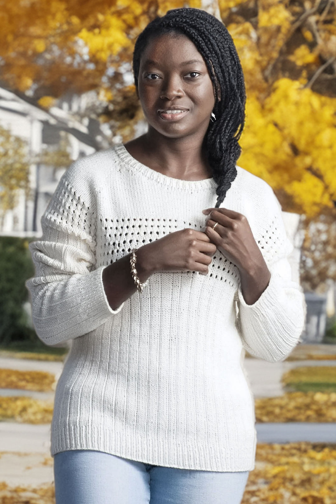 Doug Eyelet Sweater Designer Knitting Pattern
