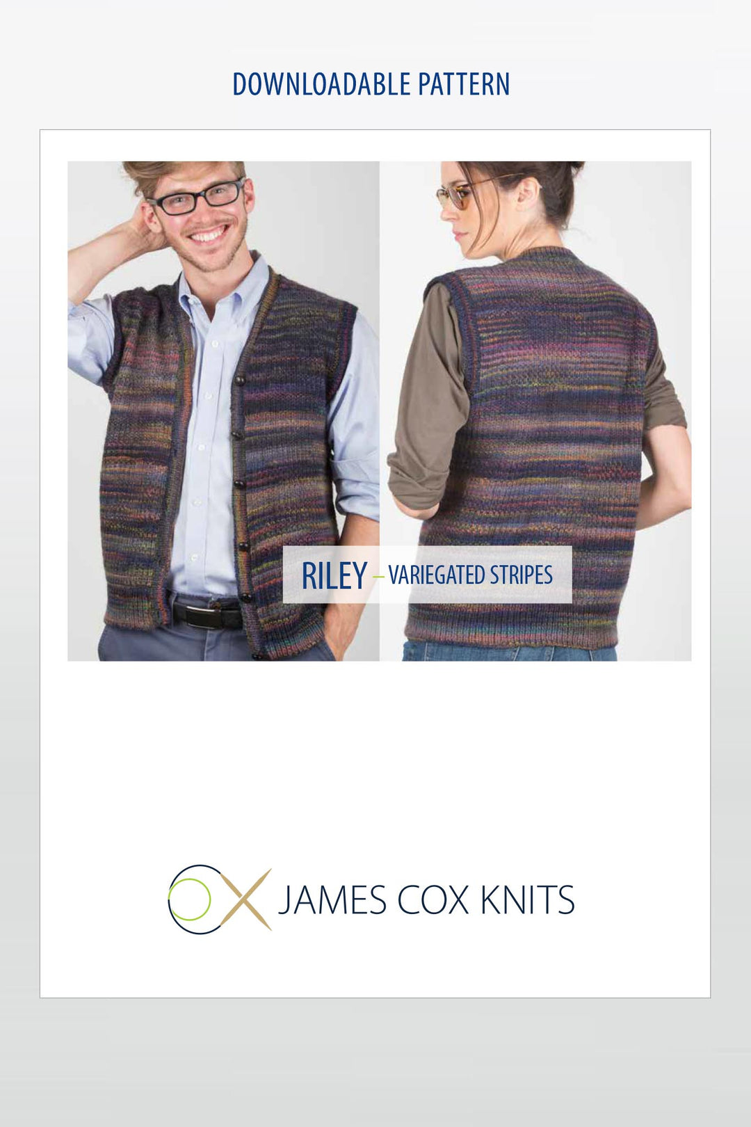 Riley Variegated Stripes Vest Designer Knitting Pattern
