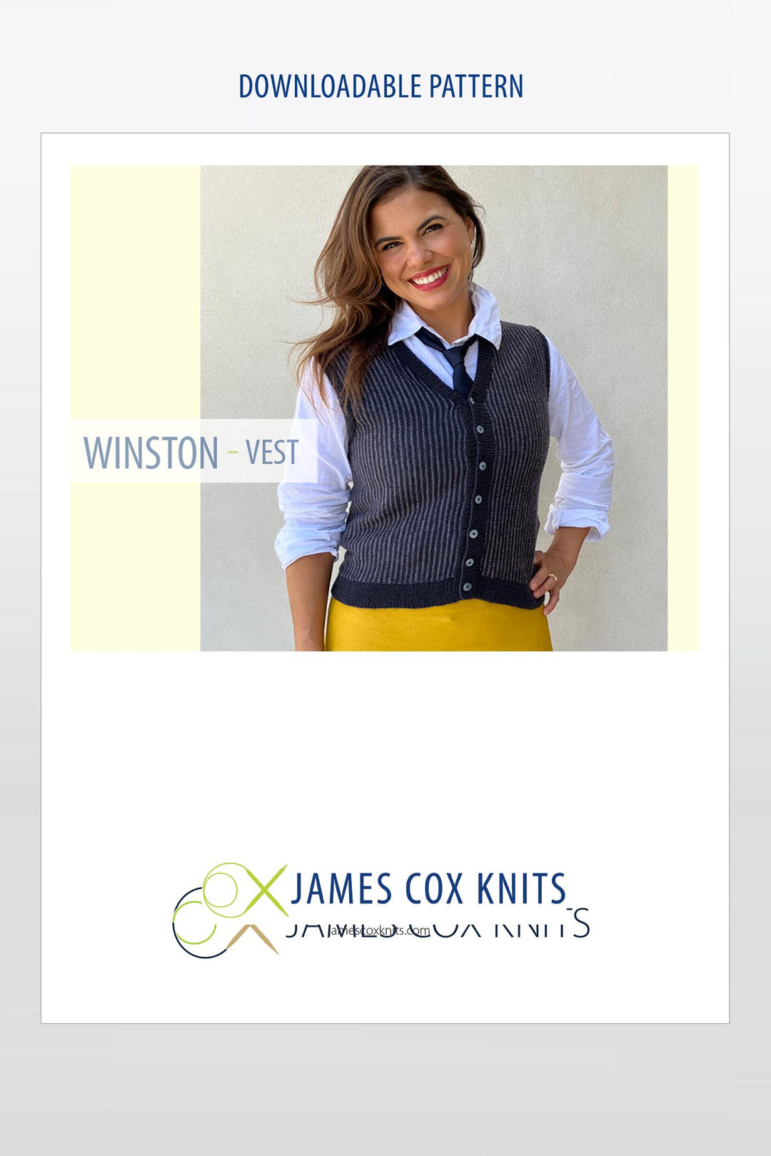 Winston Pinstripe Vest Designer Knitting Pattern