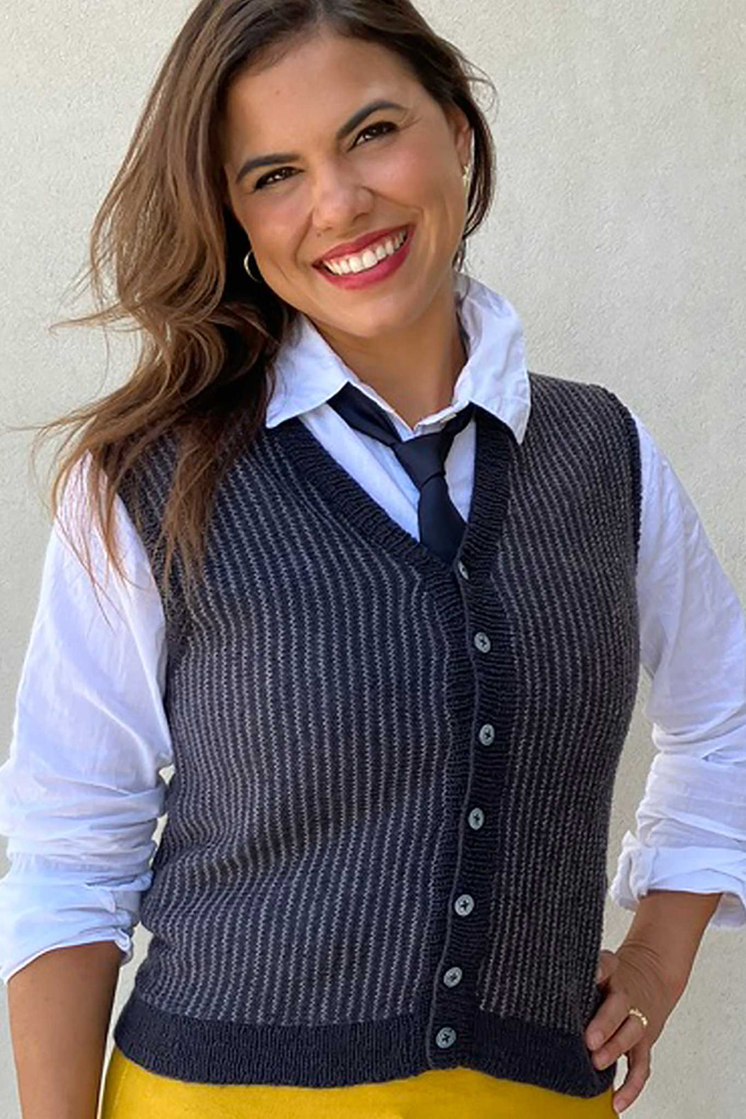 Winston Pinstripe Vest Designer Knitting Pattern