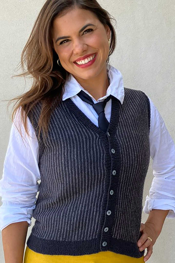 Winston Pinstripe Vest Designer Knitting Pattern