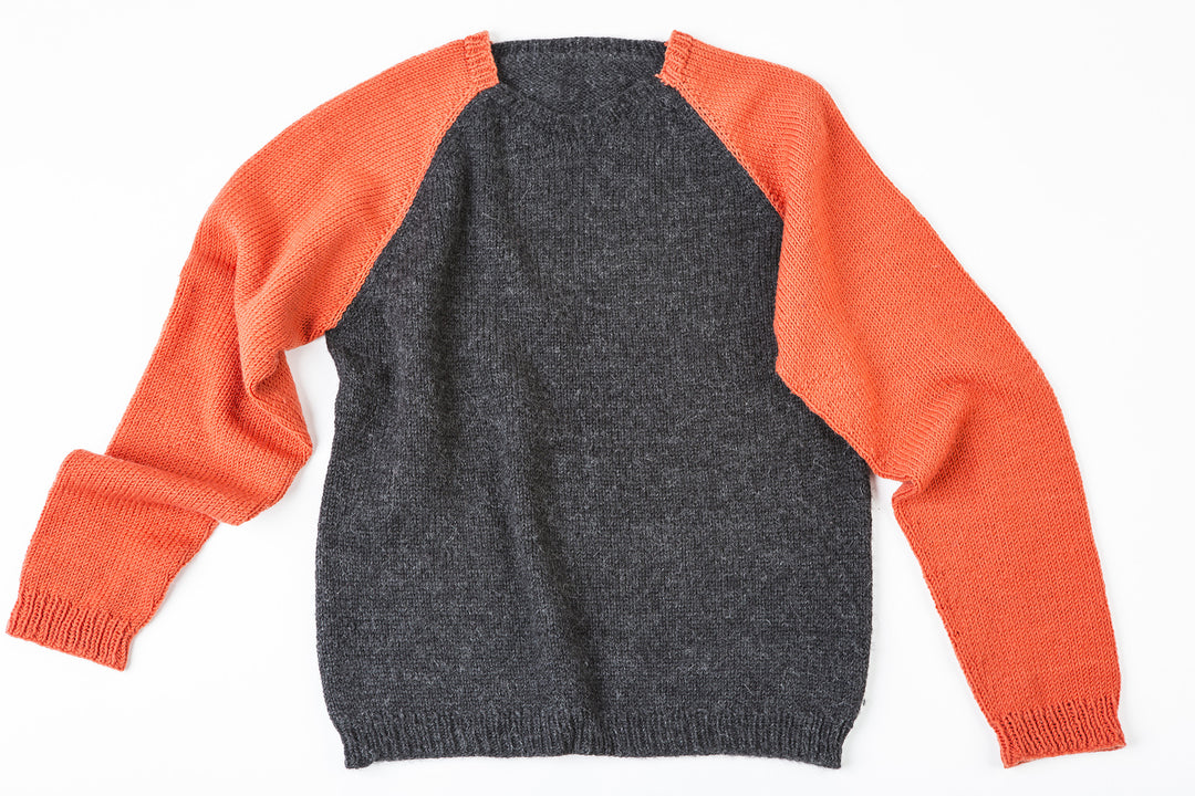 Brian Sporty Crewneck sweater in orange/charcoal – James Cox Knits
