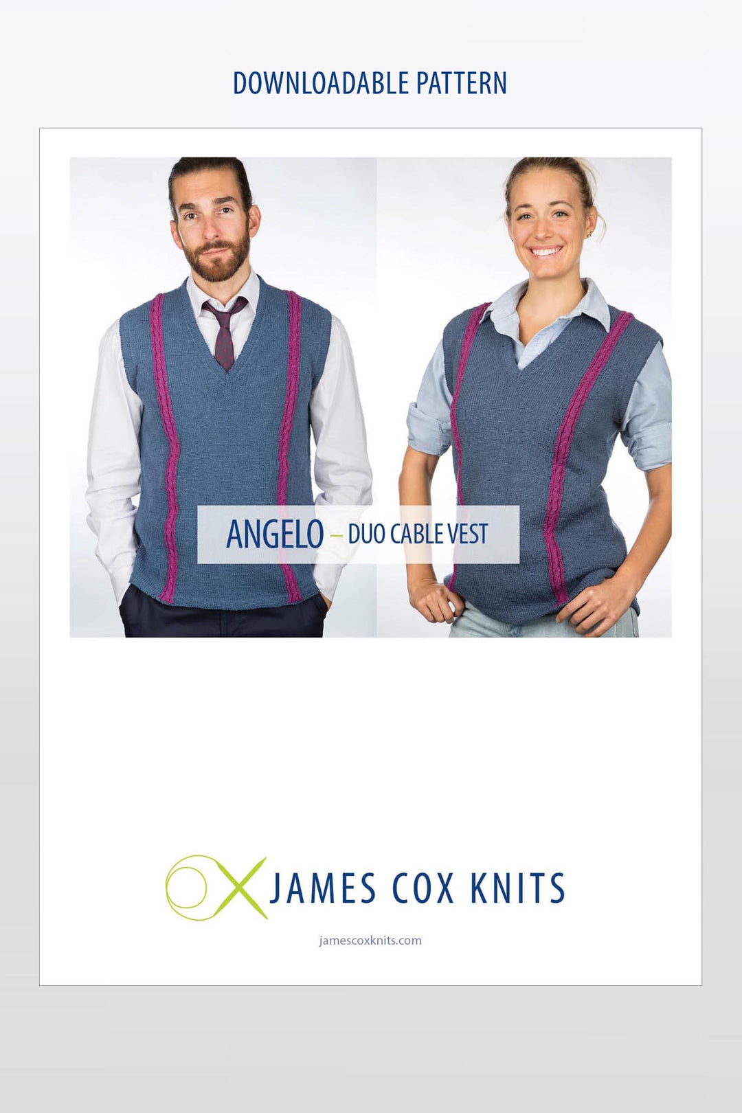 Angelo Duo Cable Vest Designer Knitting Pattern