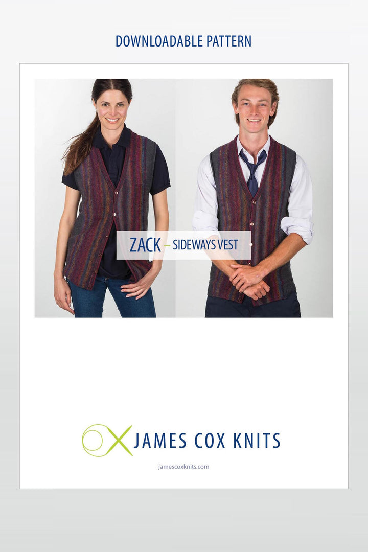 Zack Sideways Vest Designer Knitting Pattern
