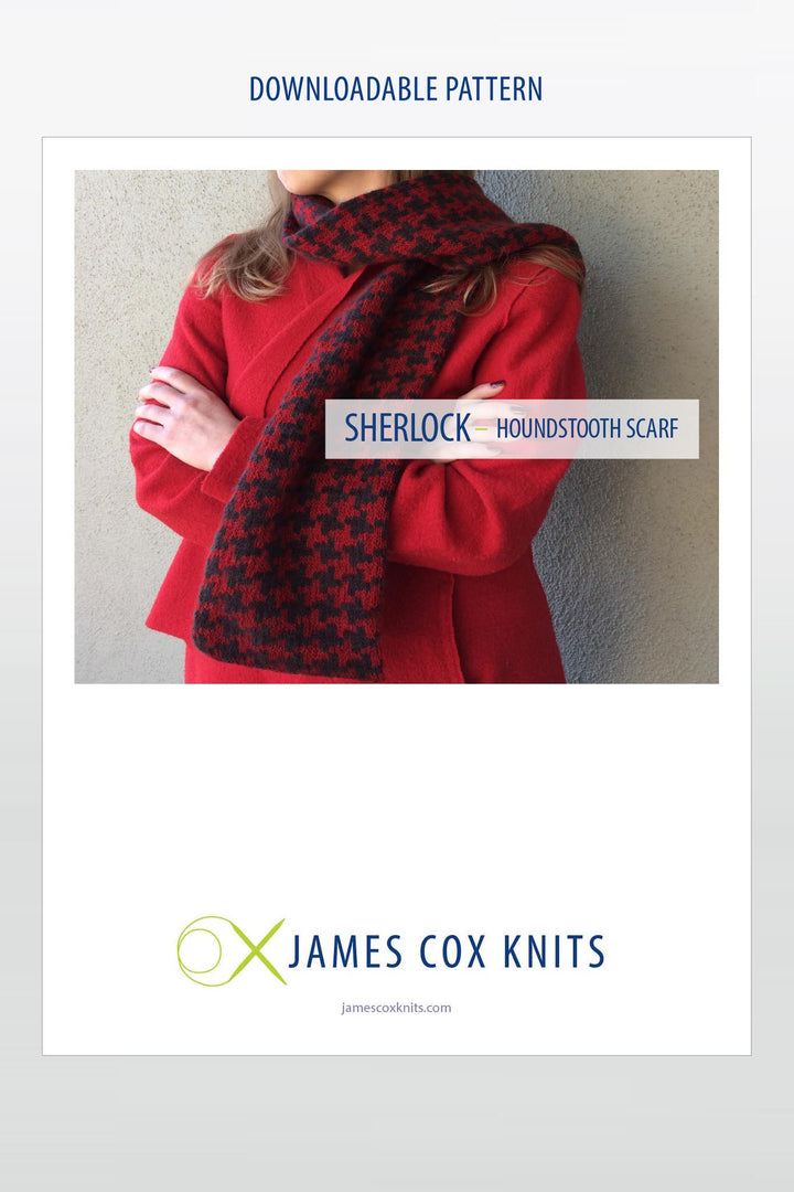 Sherlock Houndstooth Scarf Designer Knitting Pattern
