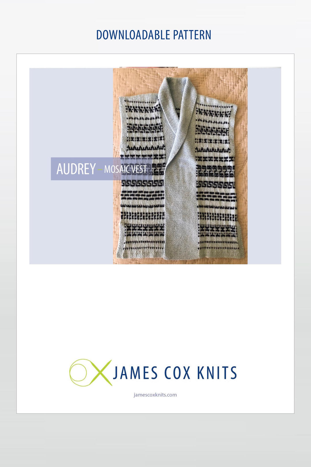 Audrey Mosaic Vest Designer Knitting Pattern