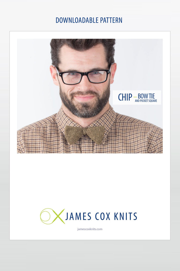 Chip Checkered Bow Tie & Pocket Square Designer Knitting Pattern