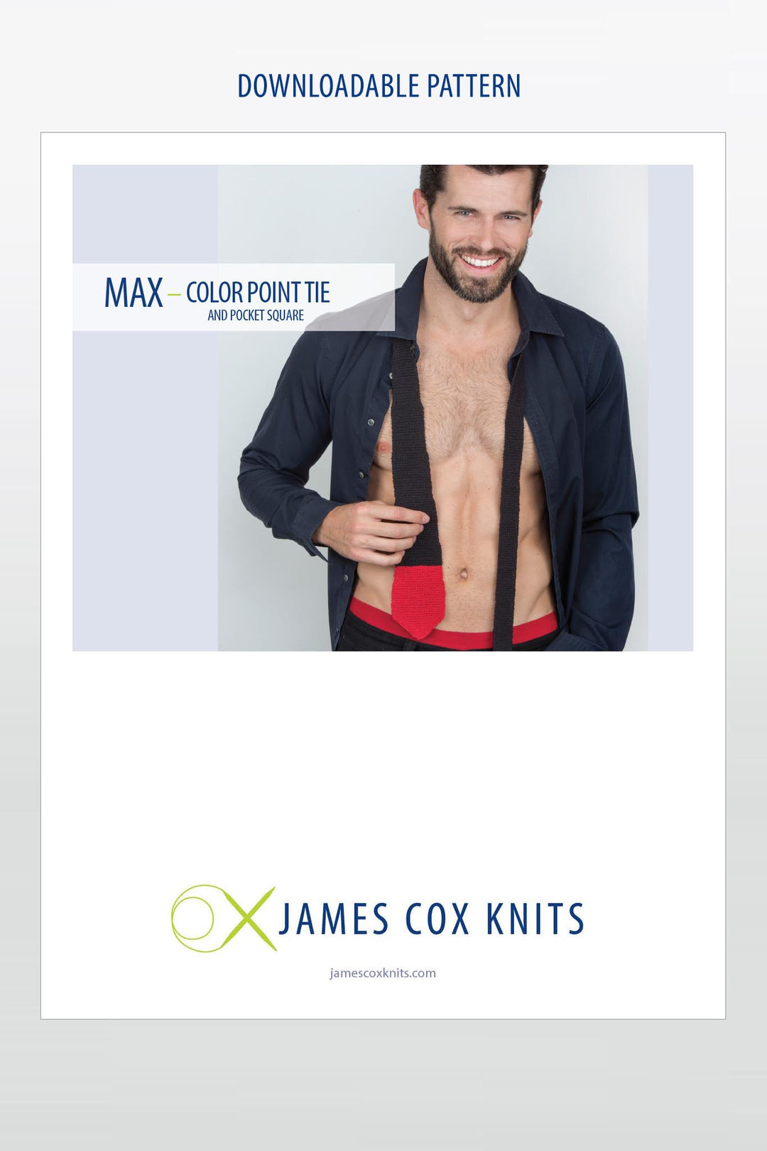 Max Color Point Tie & Pocket Square Designer Knitting Pattern