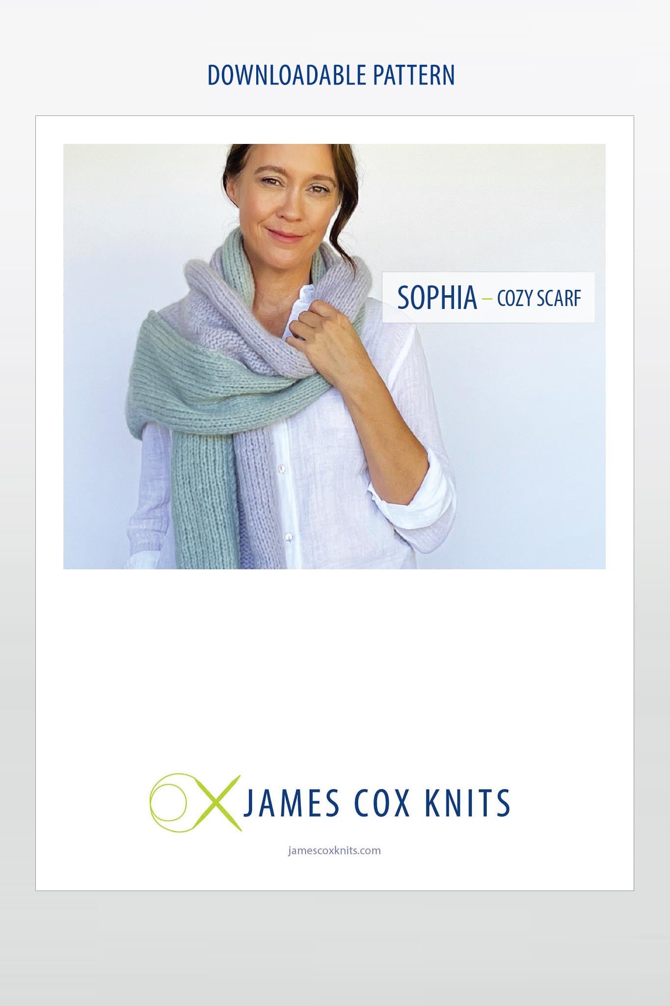 Sophia Cozy Scarf Designer Knitting Pattern – James Cox Knits